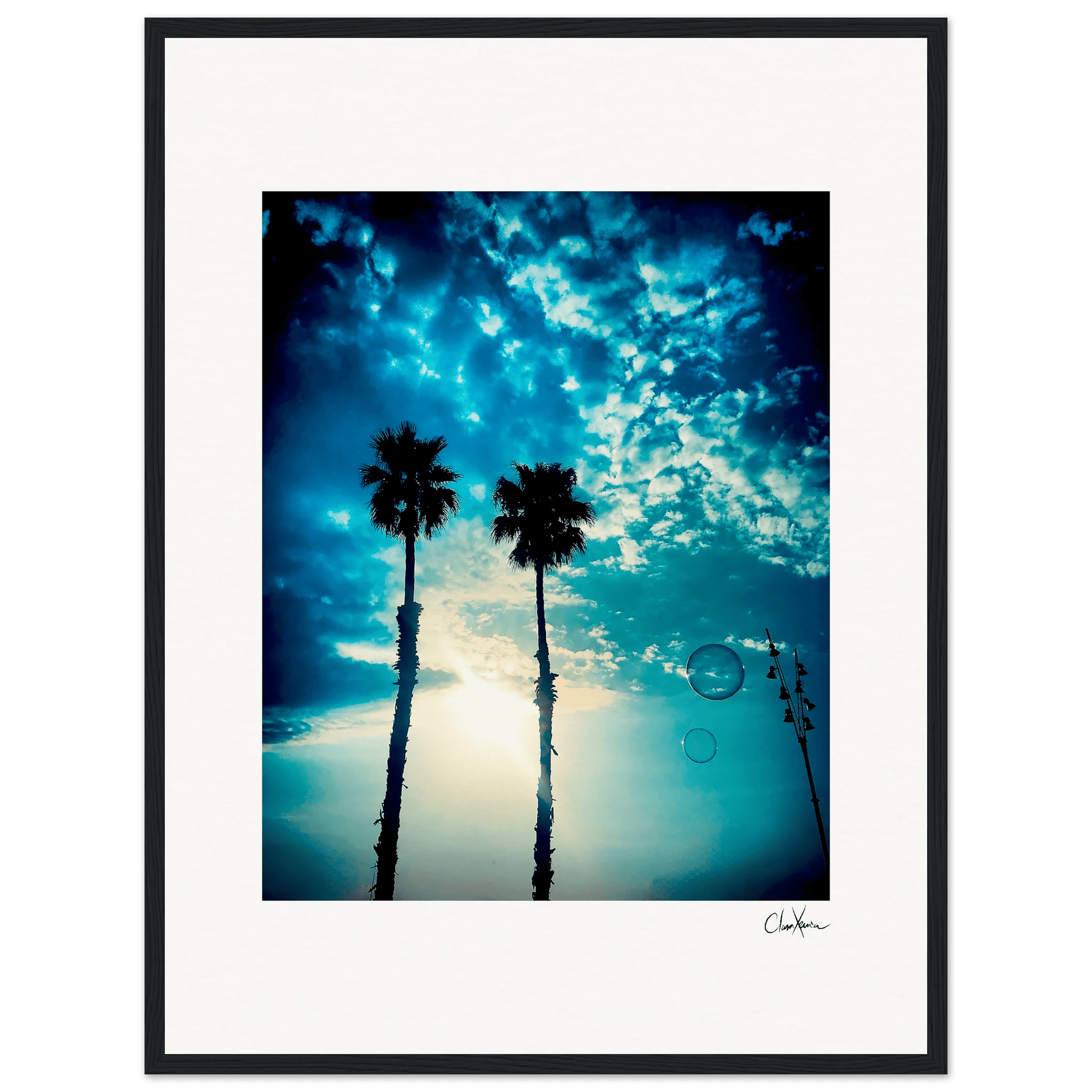 Bubbles and Sky Sticks Framed print 45x60 cm / 18x24″ Black frame 57
