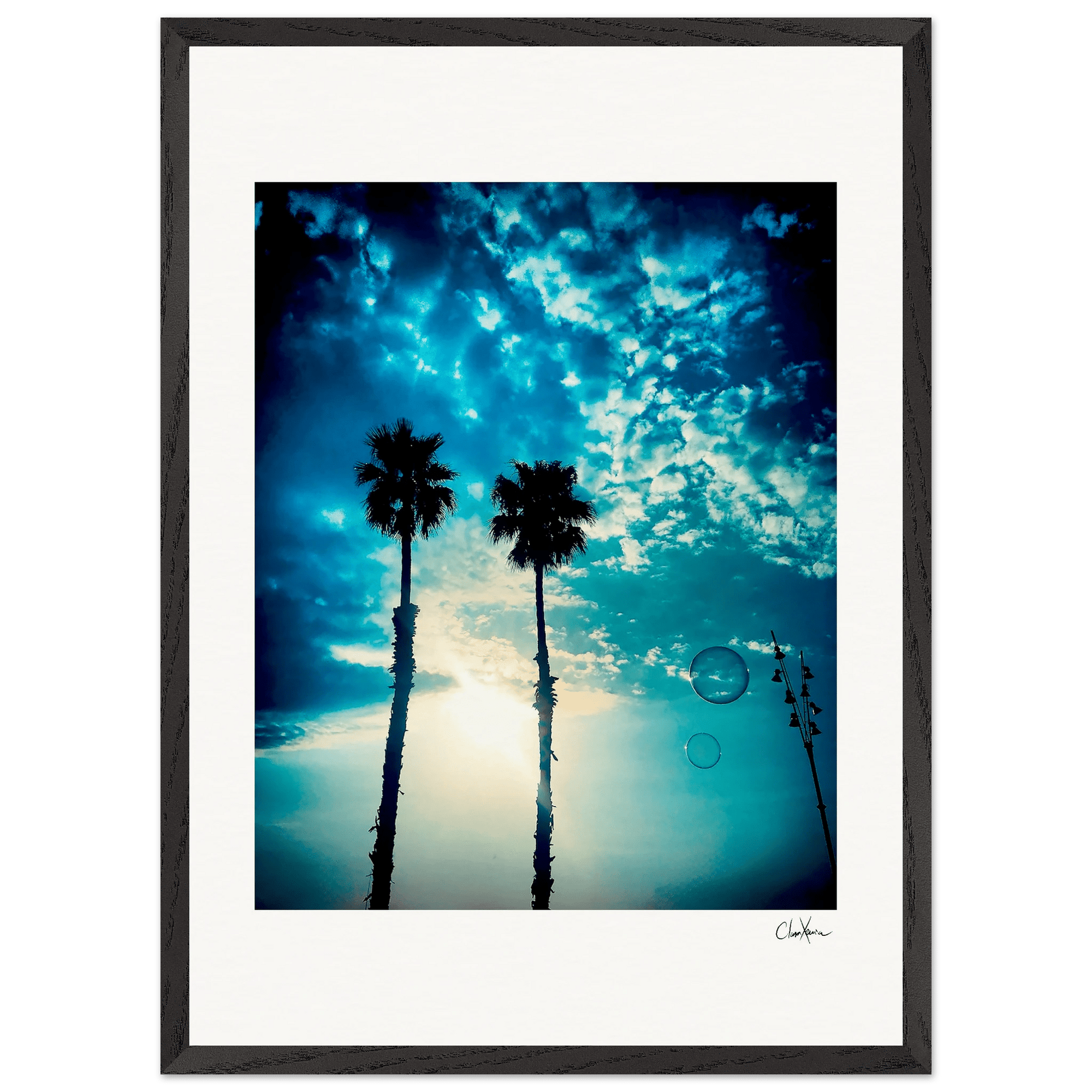 Bubbles and Sky Sticks Framed print 50x70 cm / 20x28″ Black frame 46