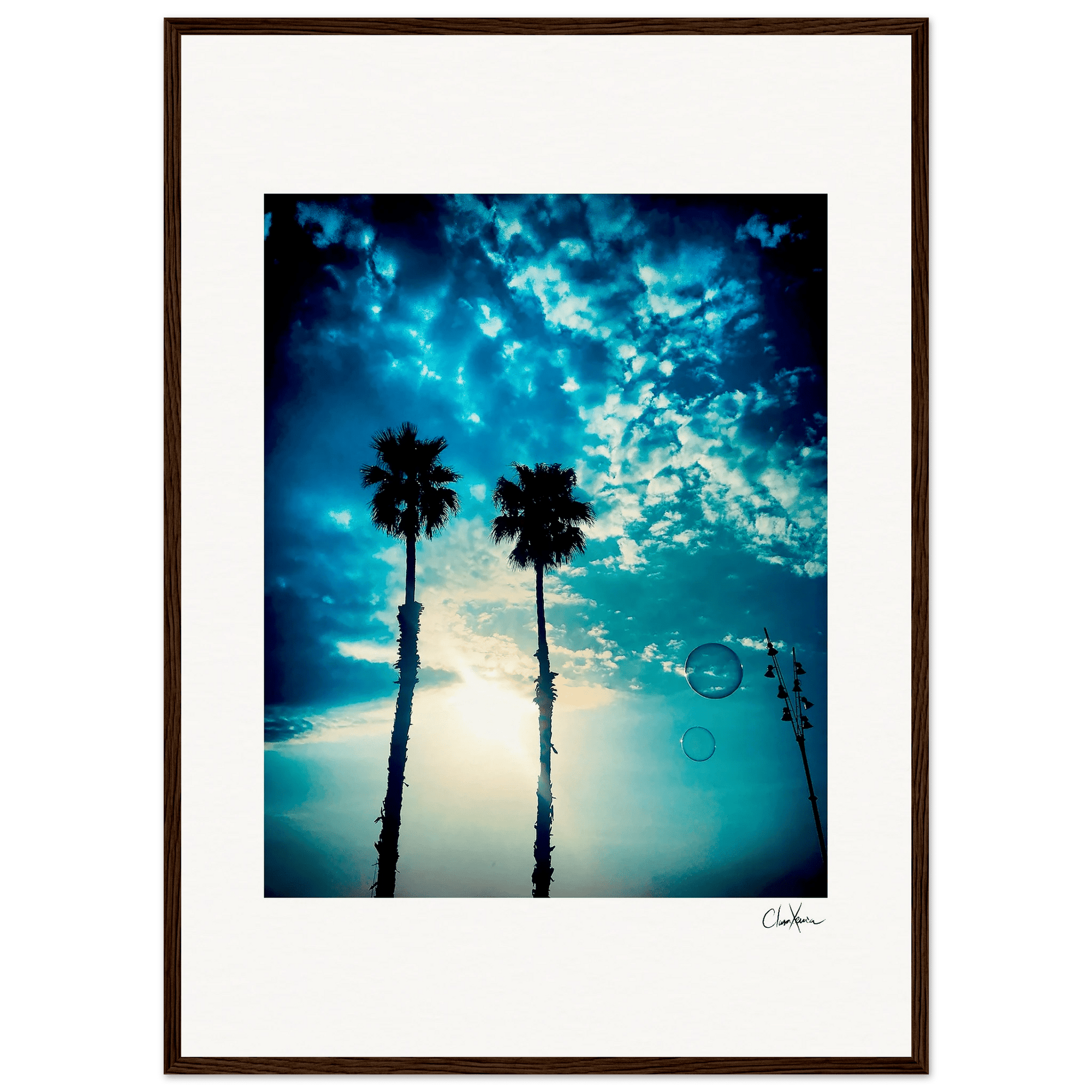 Bubbles and Sky Sticks Framed print 50x70 cm / 20x28″ Dark wood frame 35