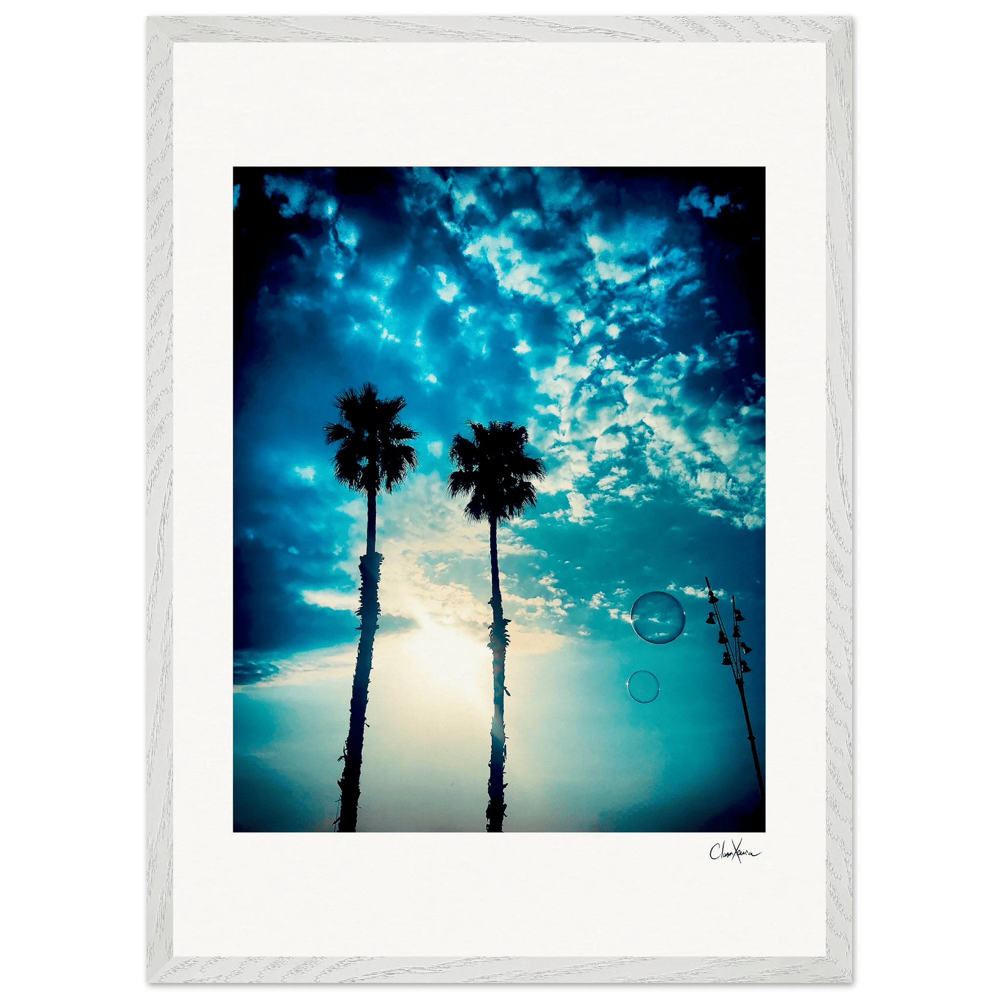 Bubbles and Sky Sticks Framed print 50x70 cm / 20x28″ White frame 13