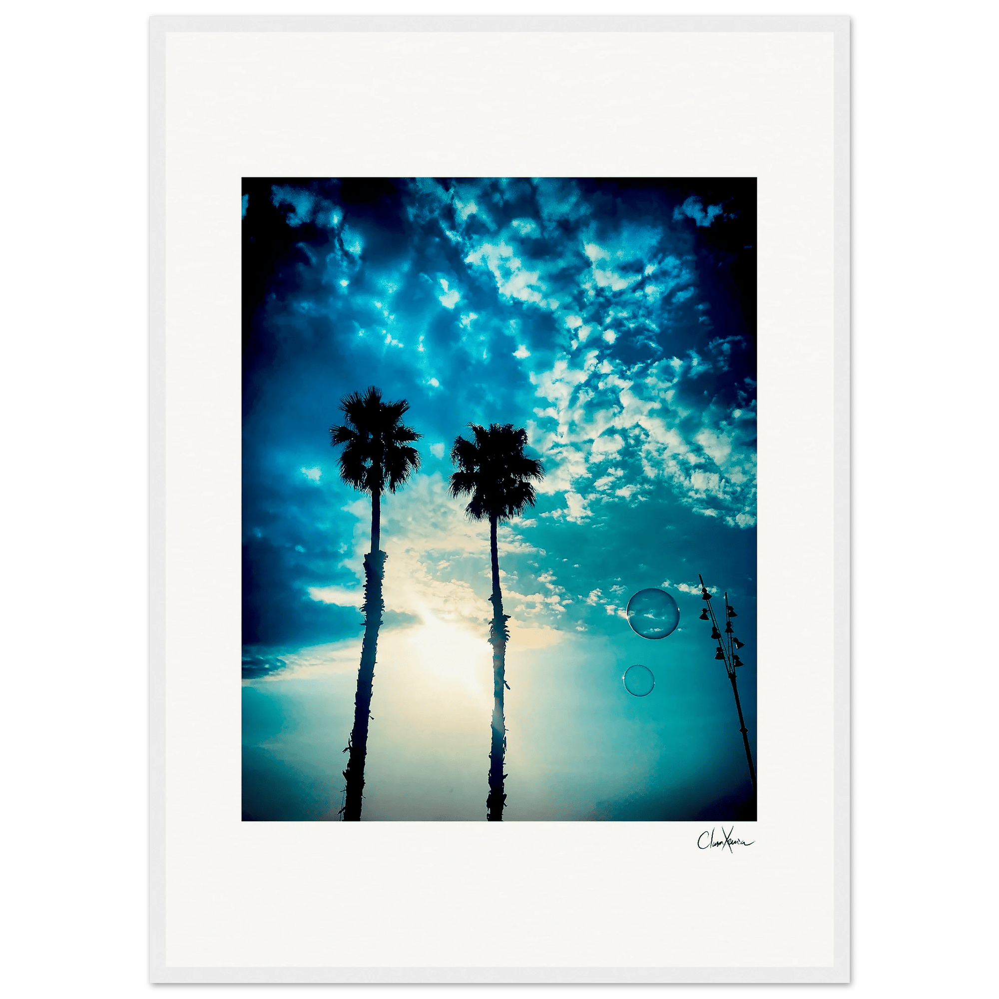 Bubbles and Sky Sticks Framed print 50x70 cm / 20x28″ White frame 10