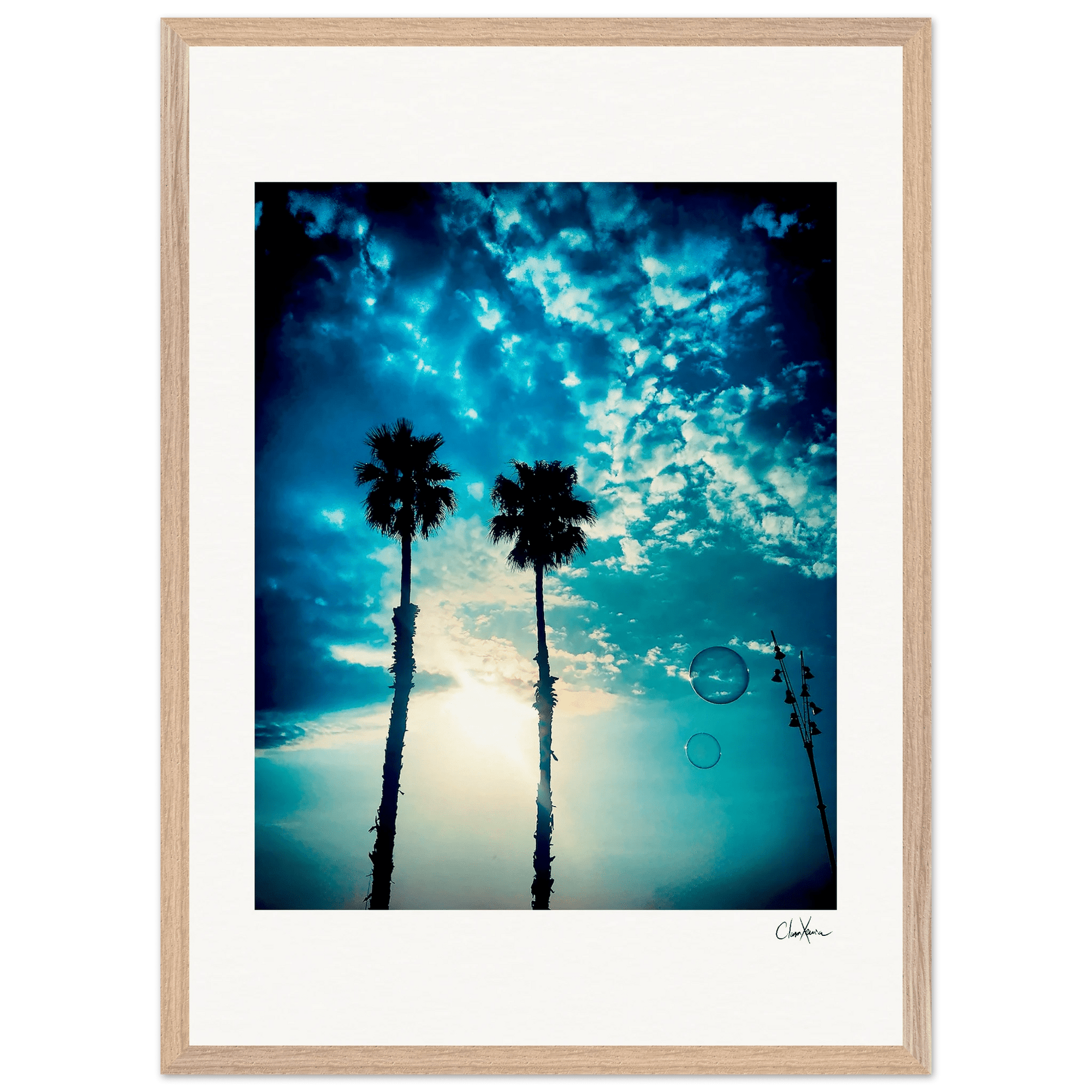 Bubbles and Sky Sticks Framed print 50x70 cm / 20x28″ Wood frame 31