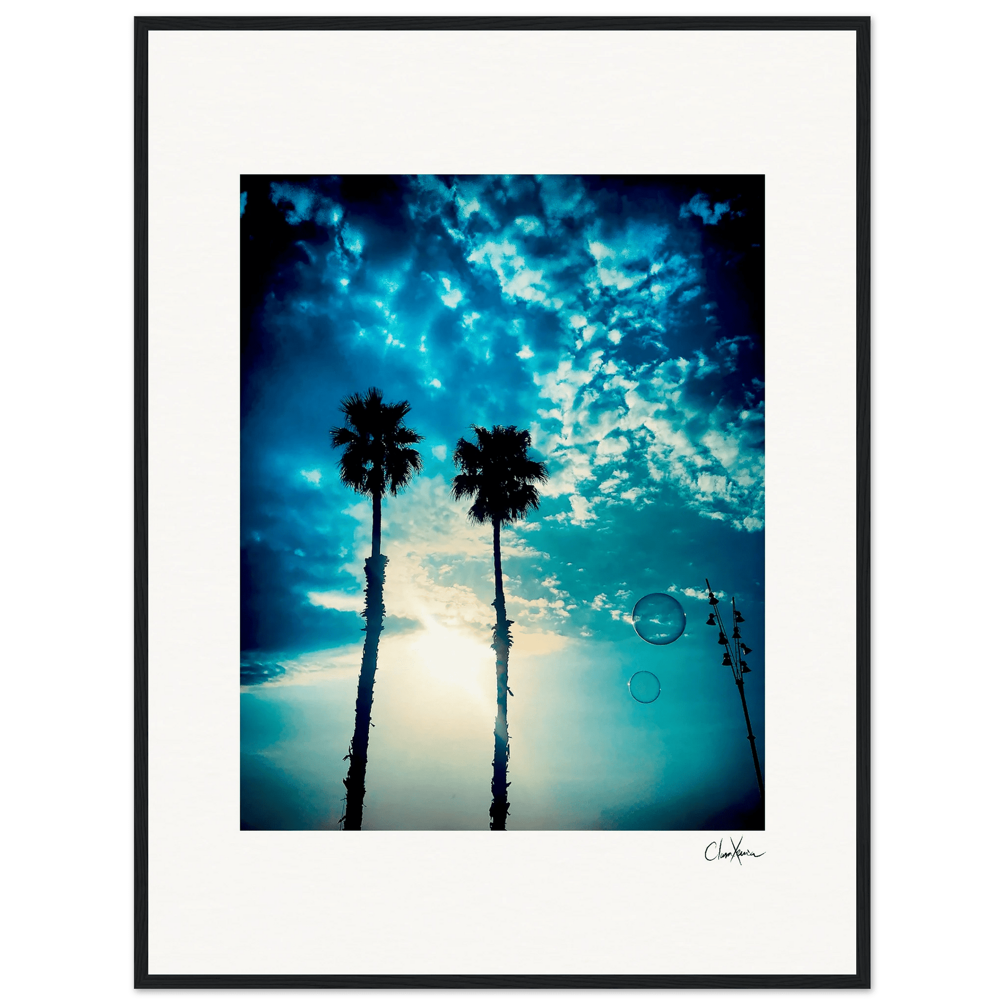 Bubbles and Sky Sticks Framed print 60x80 cm / 24x32″ Black frame 53