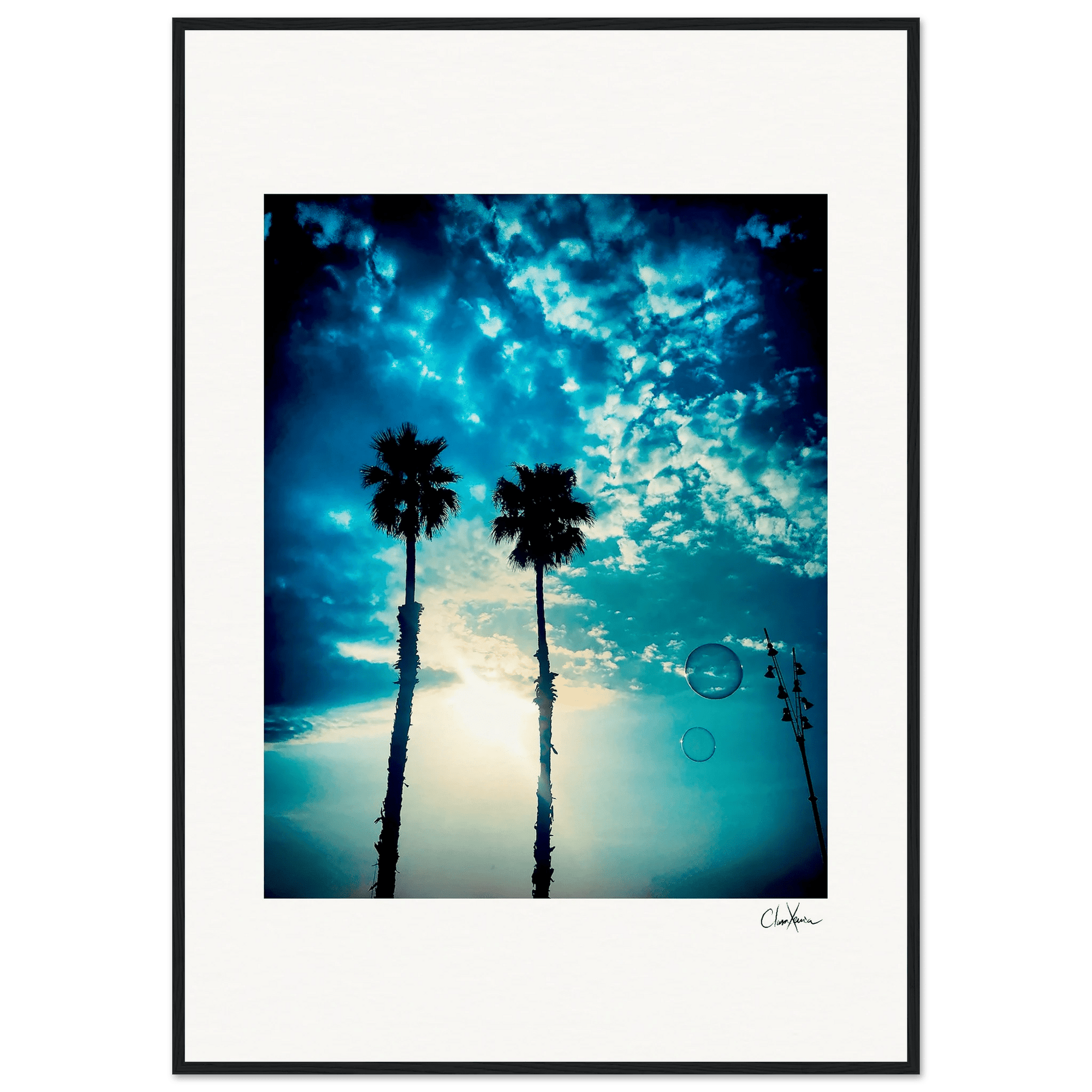 Bubbles and Sky Sticks Framed print 70x100 cm / 28x40″ Black frame 58