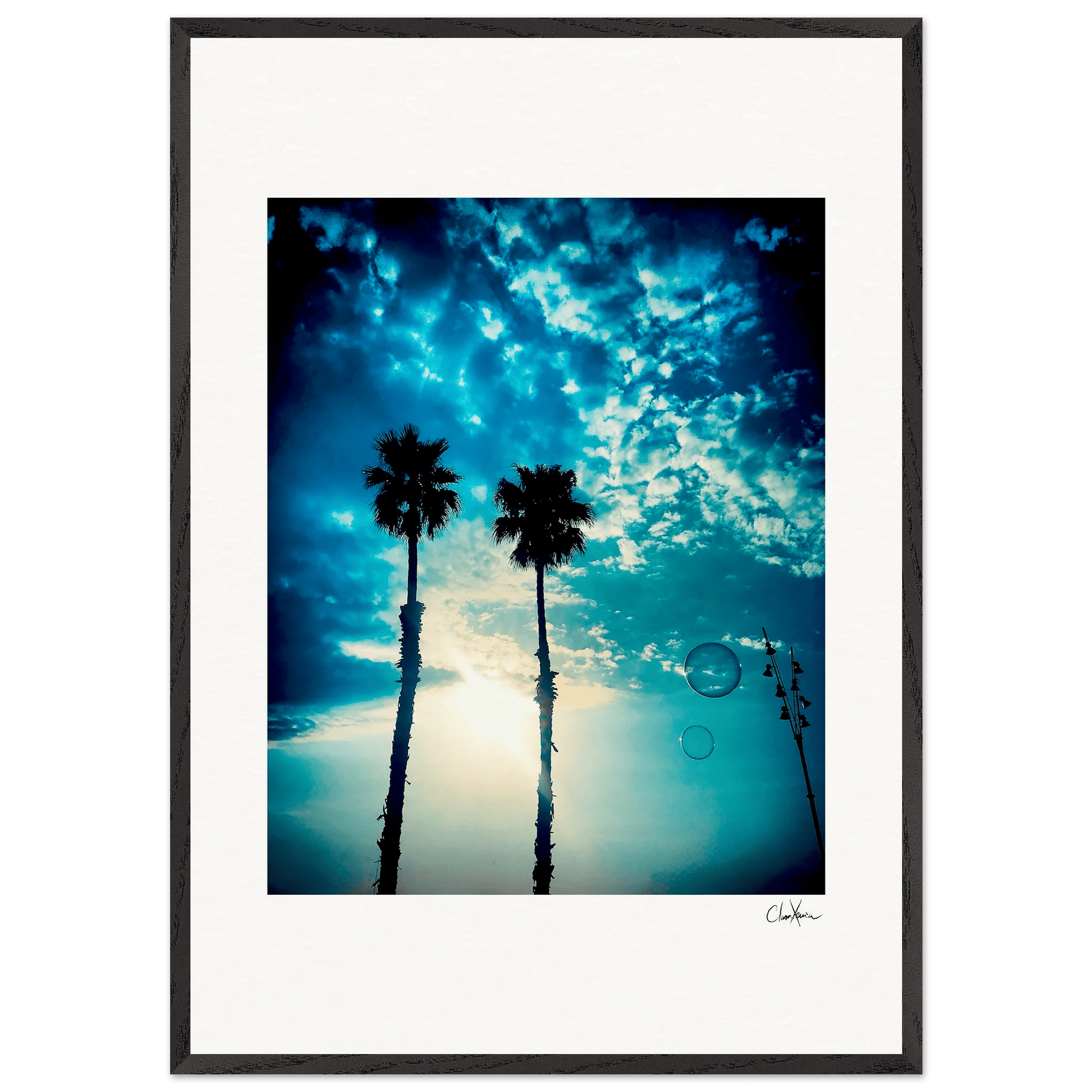 Bubbles and Sky Sticks Framed print 70x100 cm / 28x40″ Black frame 48