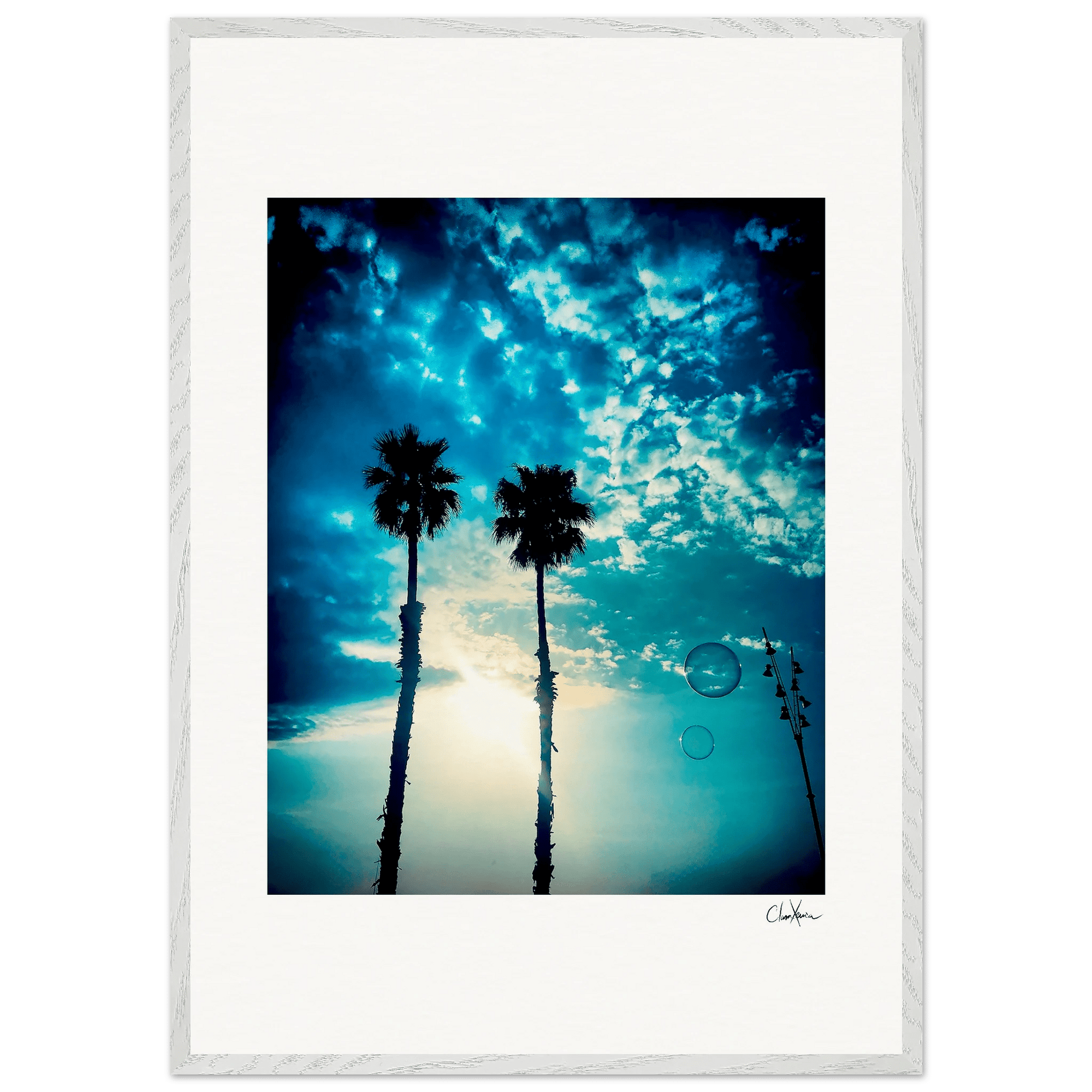 Bubbles and Sky Sticks Framed print 70x100 cm / 28x40″ White frame 11
