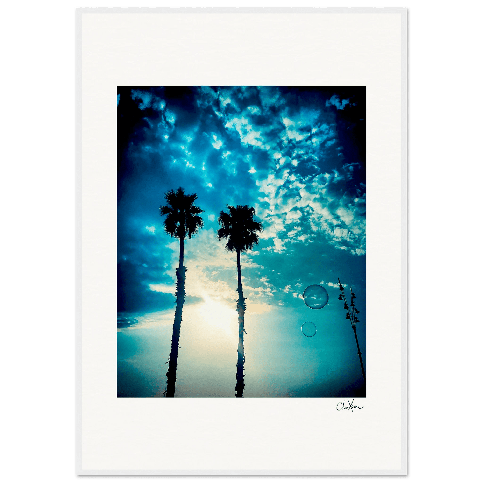 Bubbles and Sky Sticks Framed print 70x100 cm / 28x40″ White frame 17