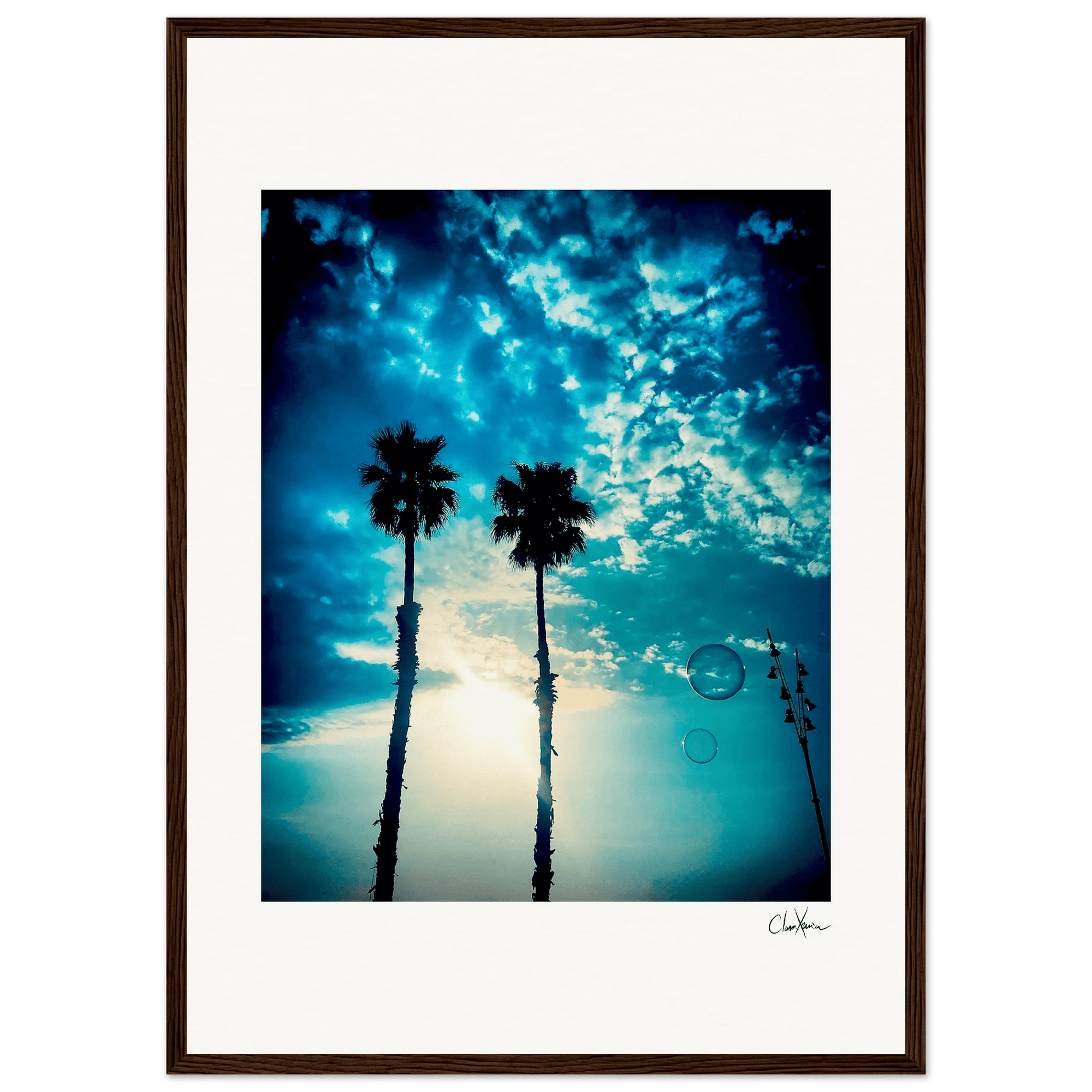 Bubbles and Sky Sticks Framed print A2 (42 x 59.4 cm) Dark wood frame 43
