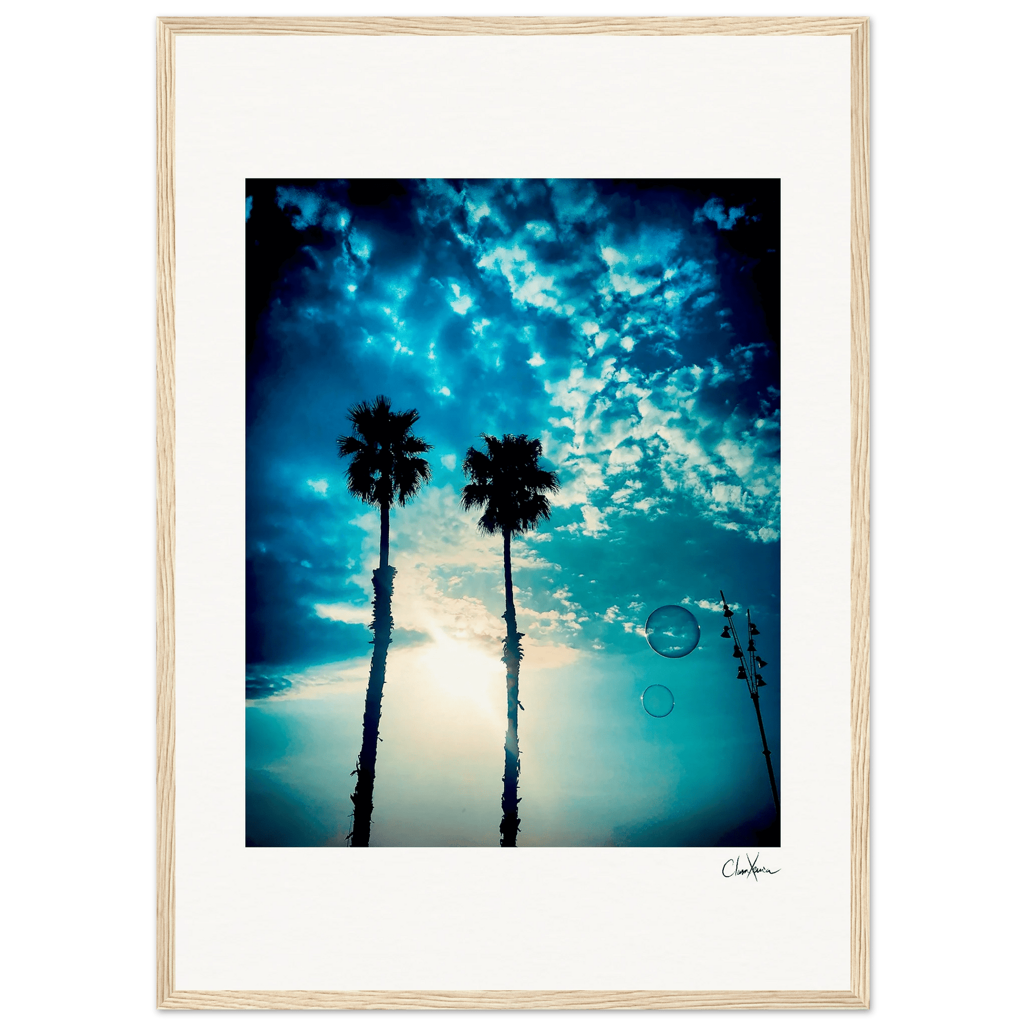 Bubbles and Sky Sticks Framed print A2 (42 x 59.4 cm) Wood frame 22