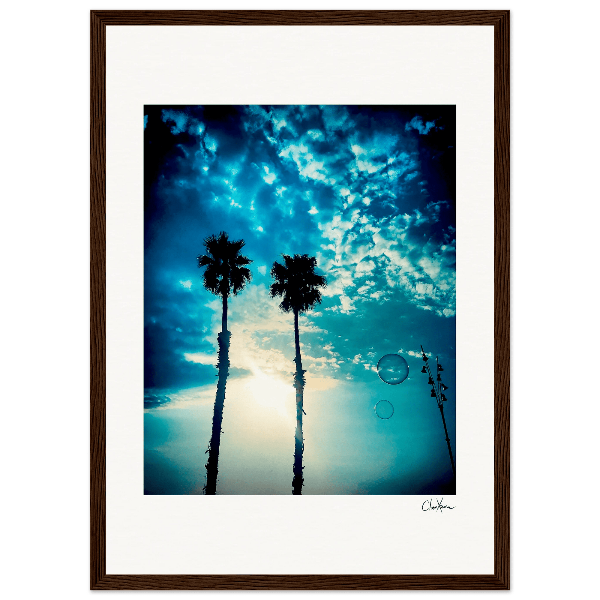 Bubbles and Sky Sticks Framed print A3 (29.7 x 42 cm) Dark wood frame 36