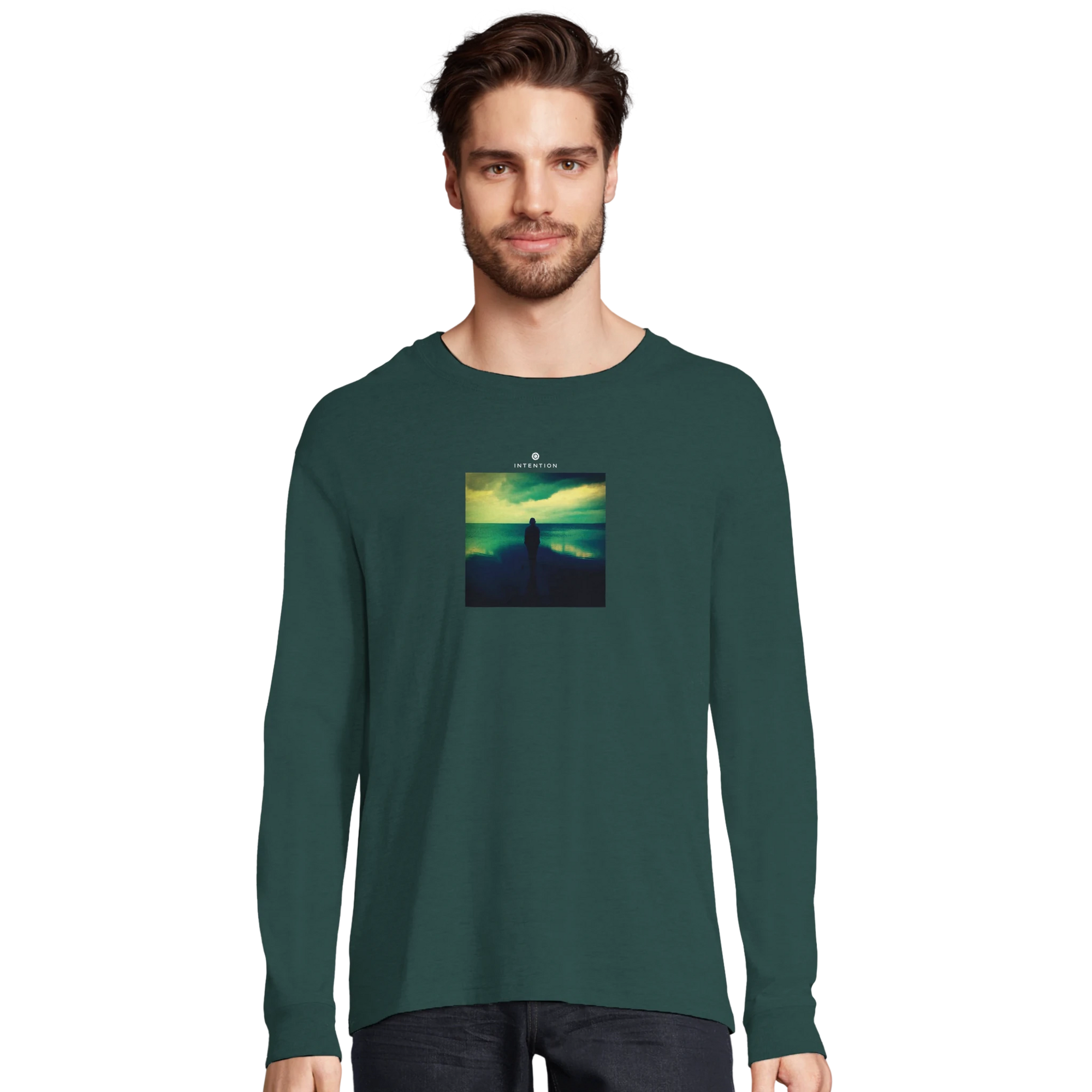 Calm - "Emerald Storms" Long sleeve green empire XS 14