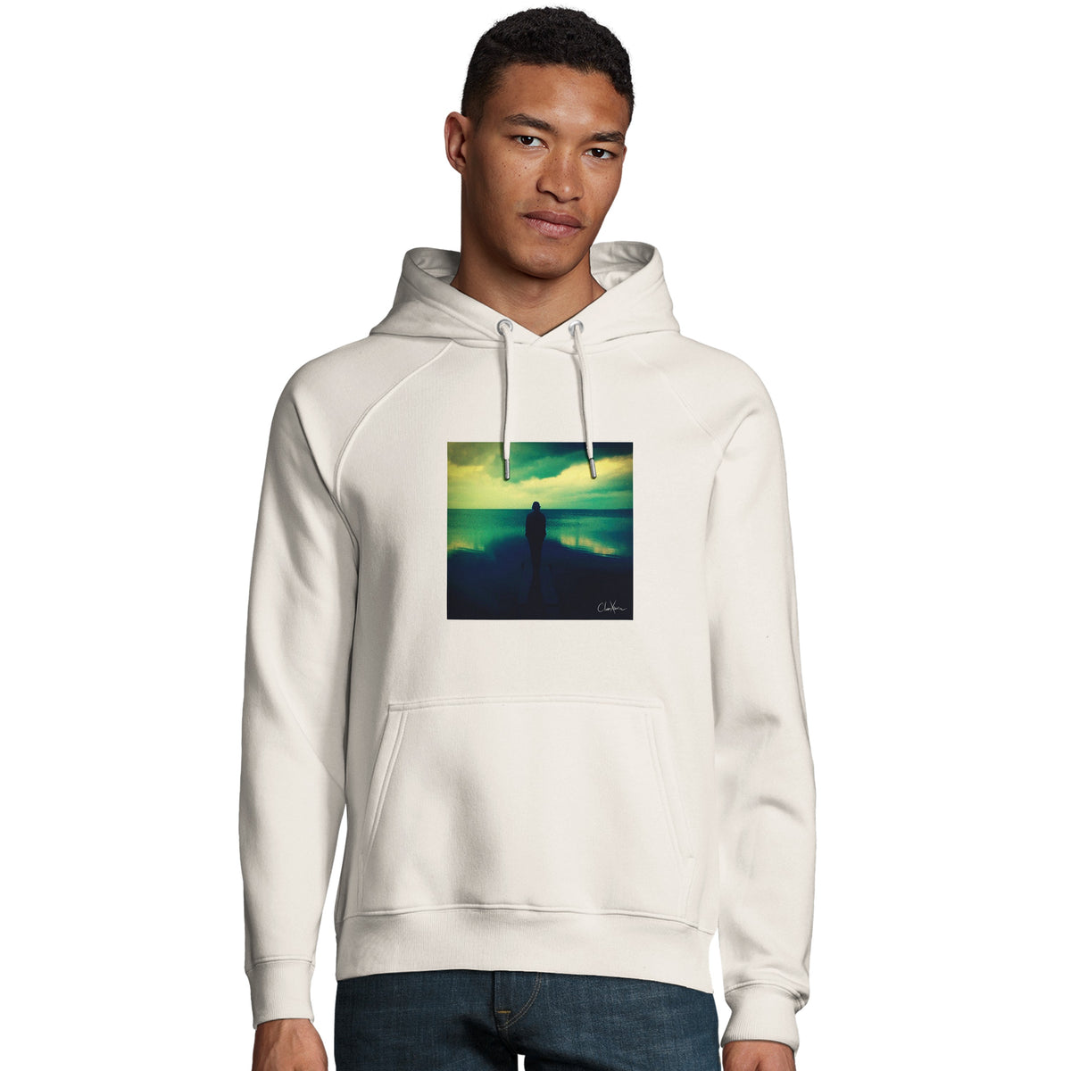 Calm - "Emerald Storms" Hoodie Off White 3