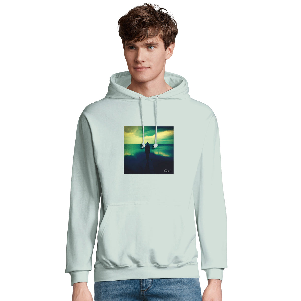 Calm - "Emerald Storms" Hoodie creamy green 4