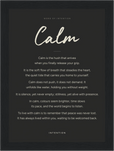 Calm Word of Intention Framed print 13x18 cm / 5x7″ Black frame Carbon paper
