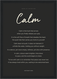 Calm Word of Intention Framed print 21x29.7 cm / 8x12" Black frame Carbon paper