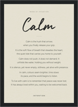 Calm Word of Intention Framed print 21x29.7 cm / 8x12" Black frame Linen paper