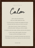 Calm Word of Intention Framed print 21x29.7 cm / 8x12" Dark wood frame Linen paper