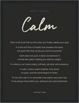 Calm Word of Intention Framed print 30x40 cm / 12x16″ Black frame Carbon paper
