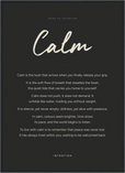 Calm Word of Intention Framed print 50x70 cm / 20x28″ Black frame Carbon paper