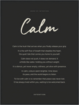 Calm Word of Intention Framed print 60x80 cm / 24x32″ Black frame Carbon paper