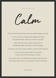 Calm Word of Intention Framed print A2 (42 x 59.4  cm) Black frame Linen paper