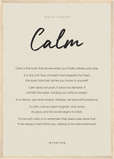Calm Word of Intention Framed print A2 (42 x 59.4  cm) Wood frame Linen paper