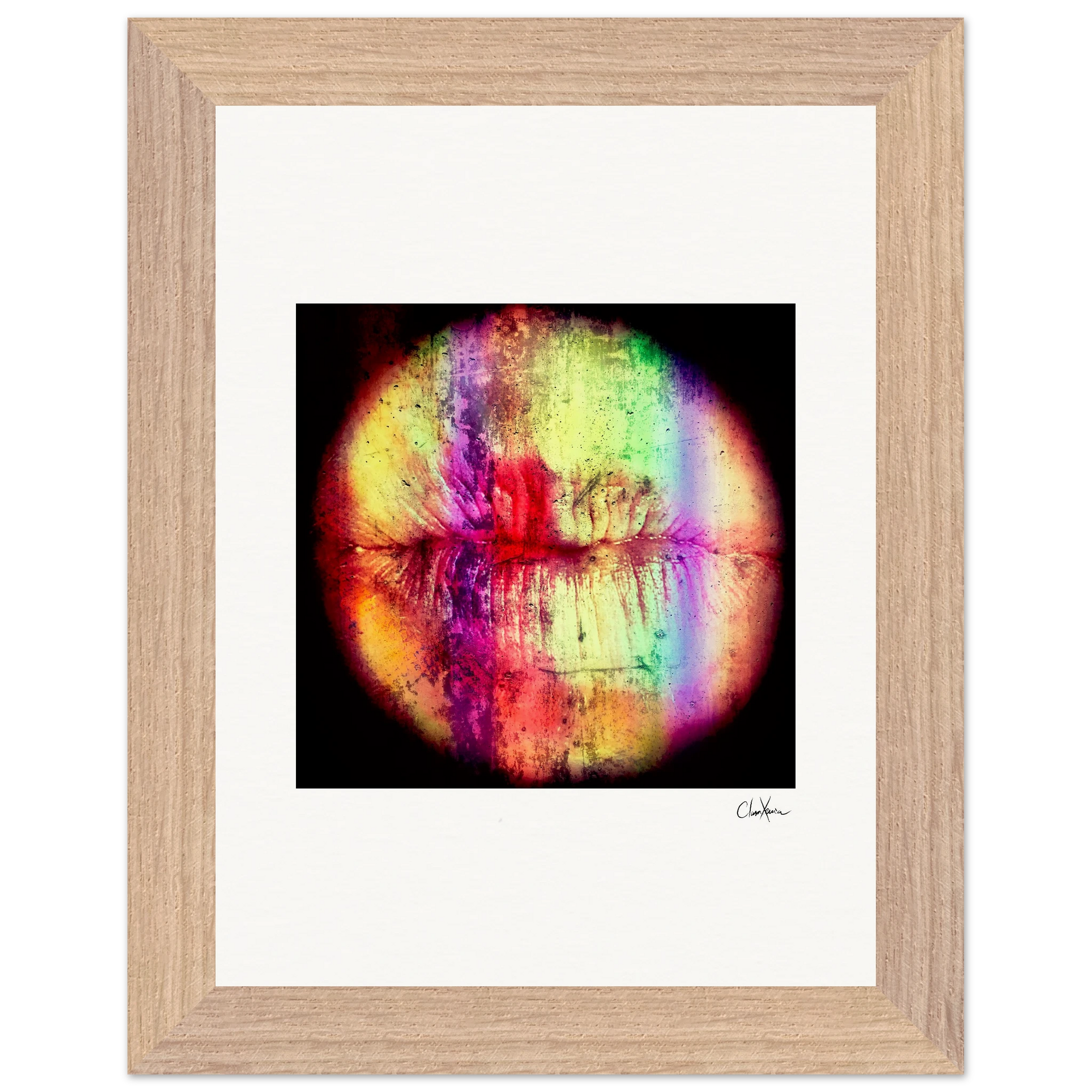 Chromatic Kiss Framed print 15x20 cm / 6x8″ Wood frame 31