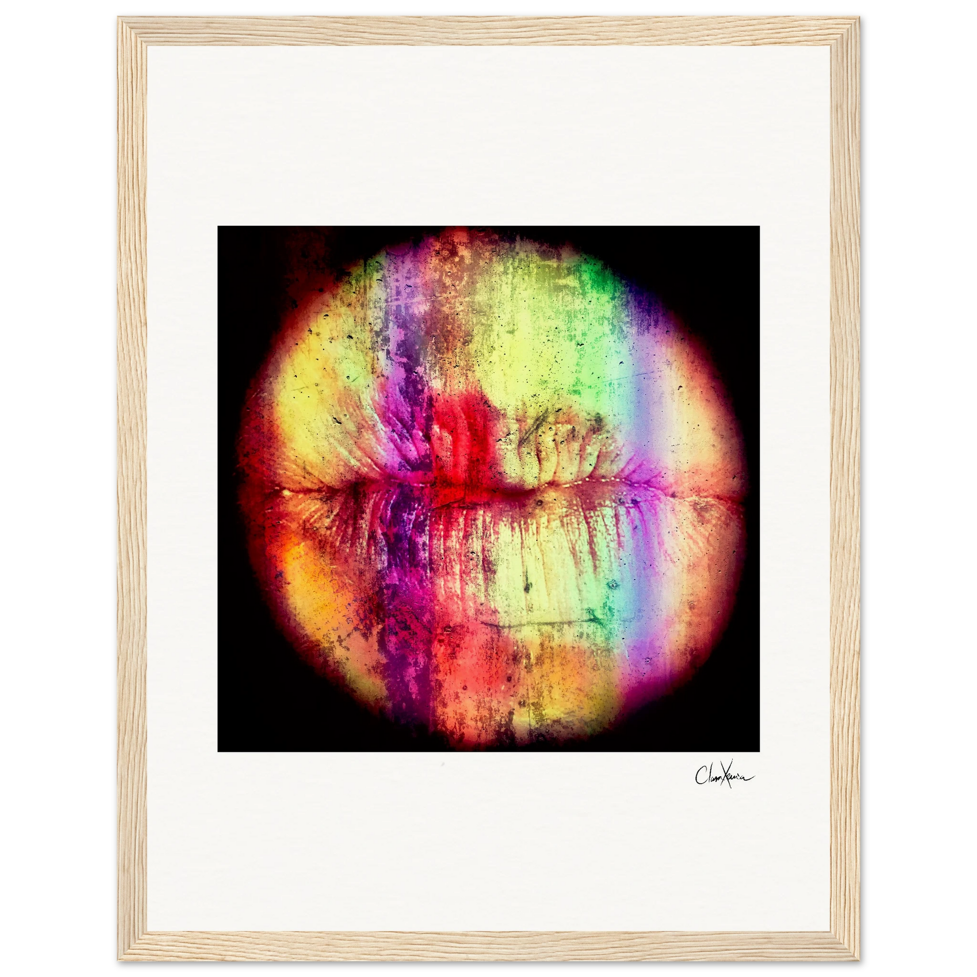 Chromatic Kiss Framed print 27x35 cm / 11x14″ Wood frame 26