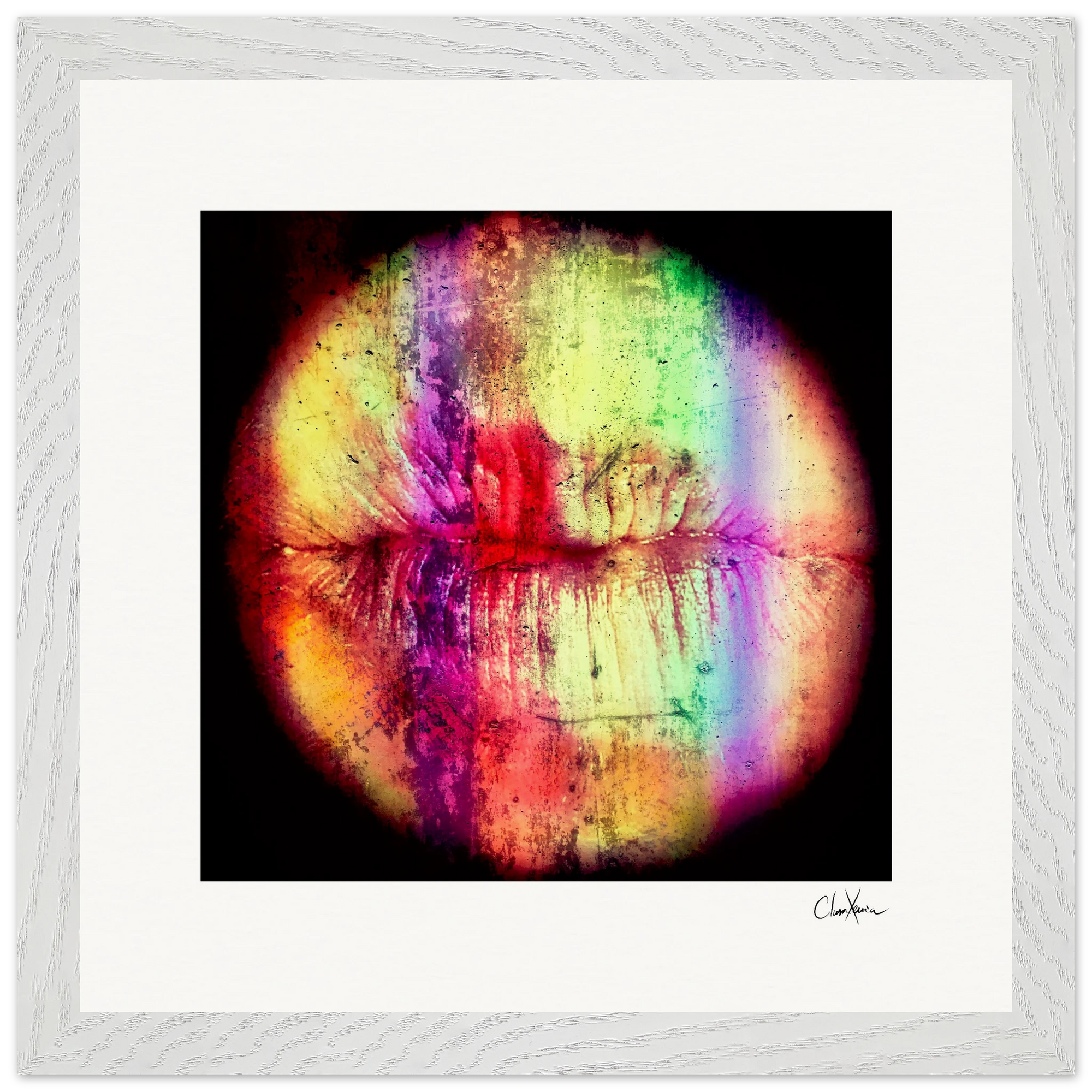 Chromatic Kiss Framed print 30x30 cm / 12x12″ White frame 18