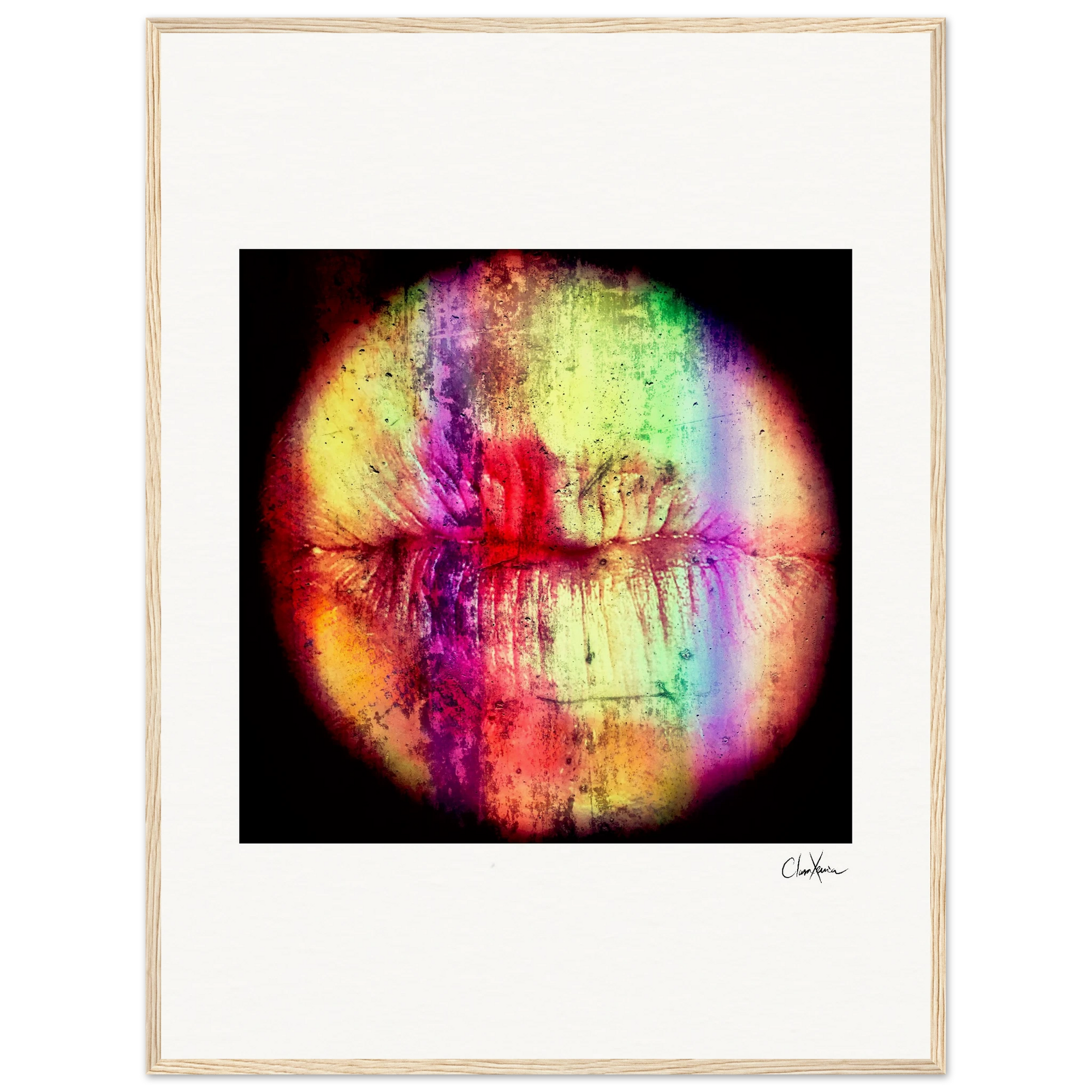 Chromatic Kiss Framed print 30x30 cm / 12x12″ Wood frame 25