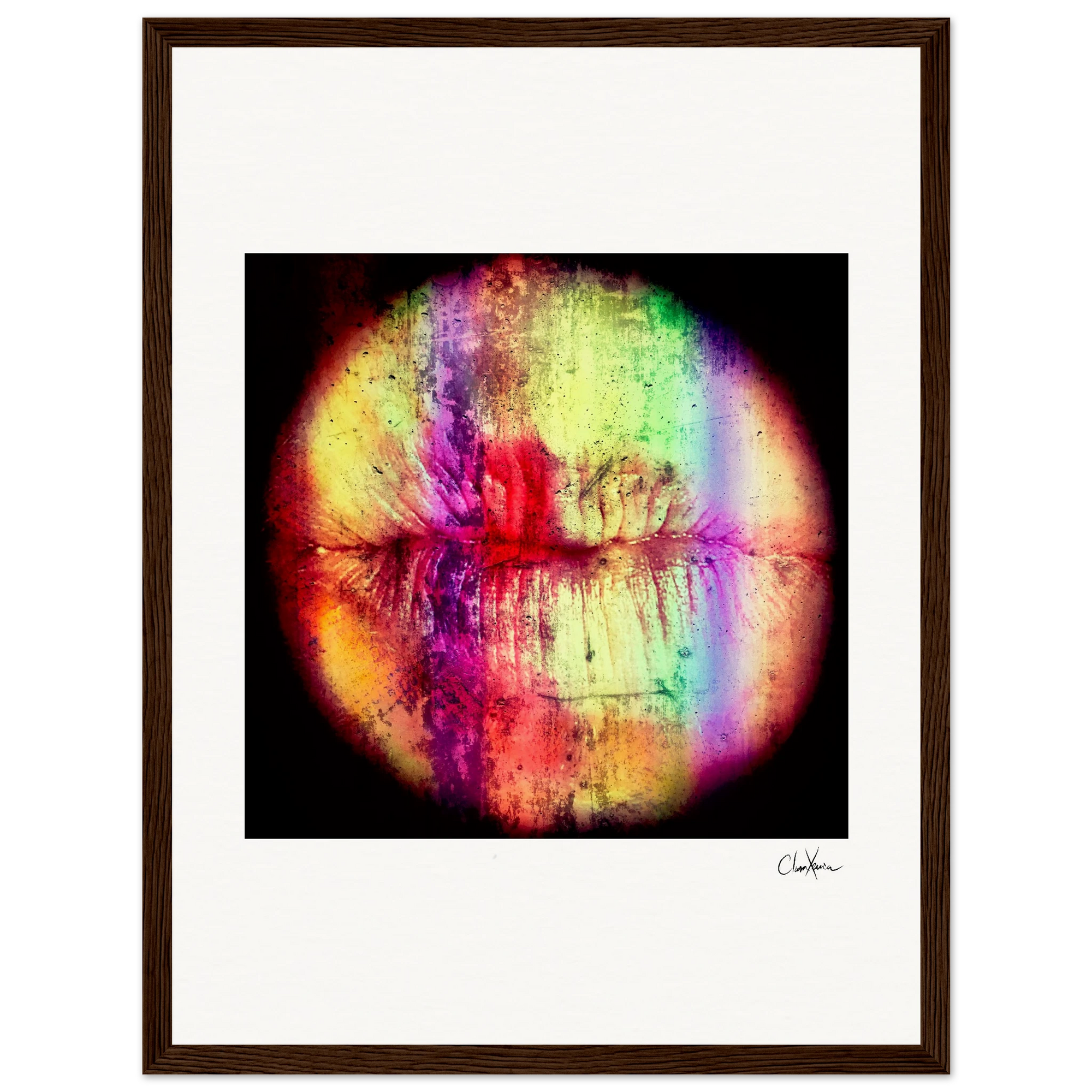 Chromatic Kiss Framed print 30x40 cm / 12x16″ Dark wood frame 45