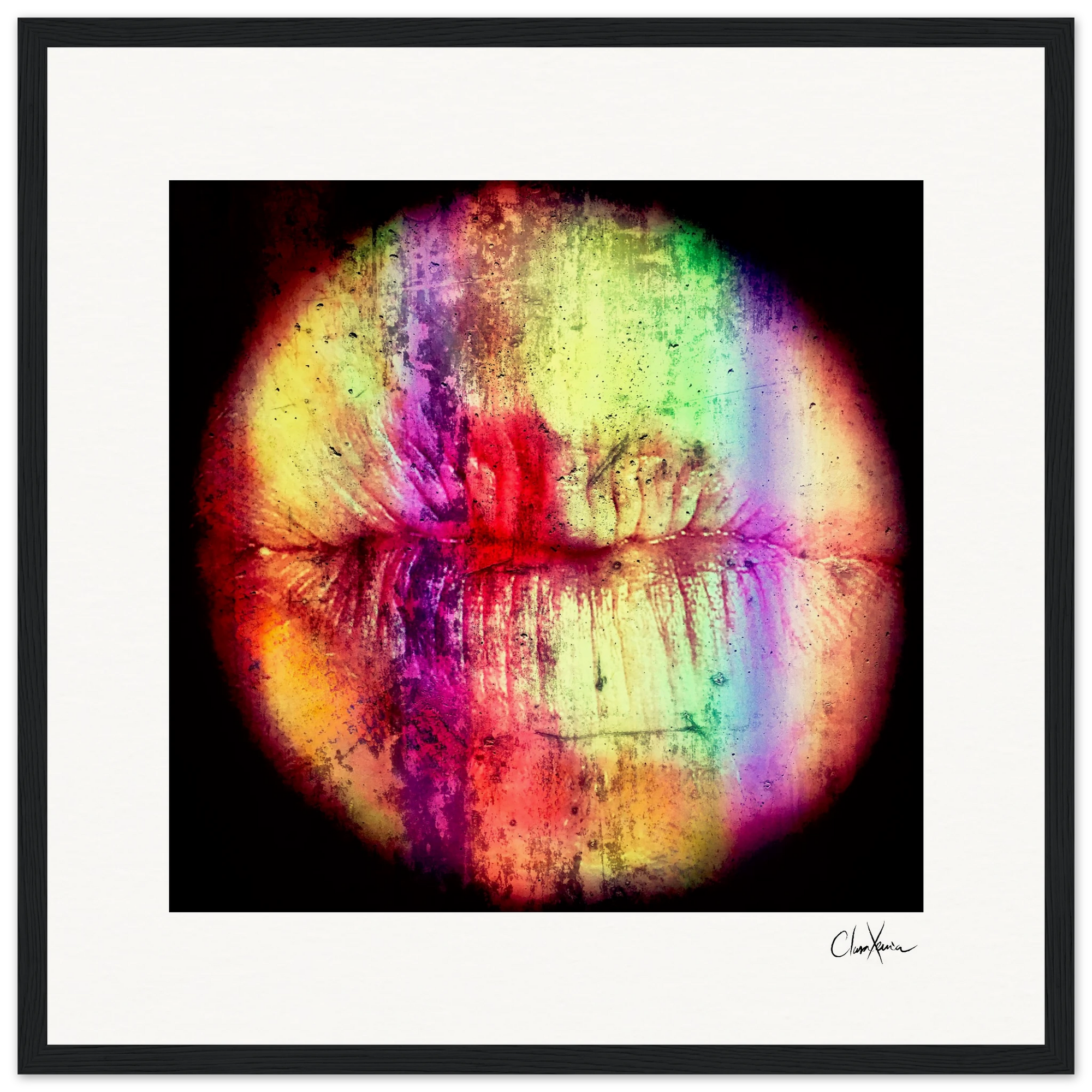 Chromatic Kiss Framed print 40x40 cm / 16x16″ Black frame 52
