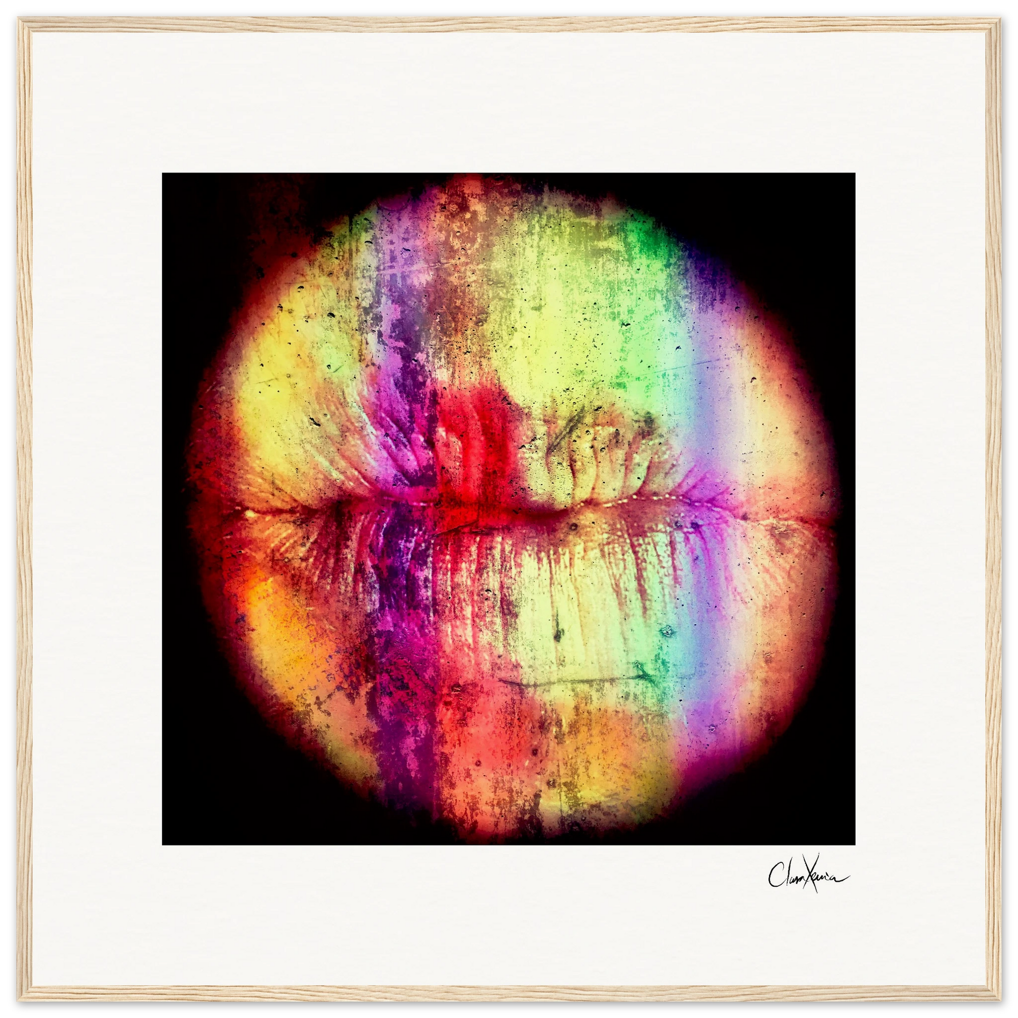 Chromatic Kiss Framed print 70x70 cm / 28x28″ Wood frame 33