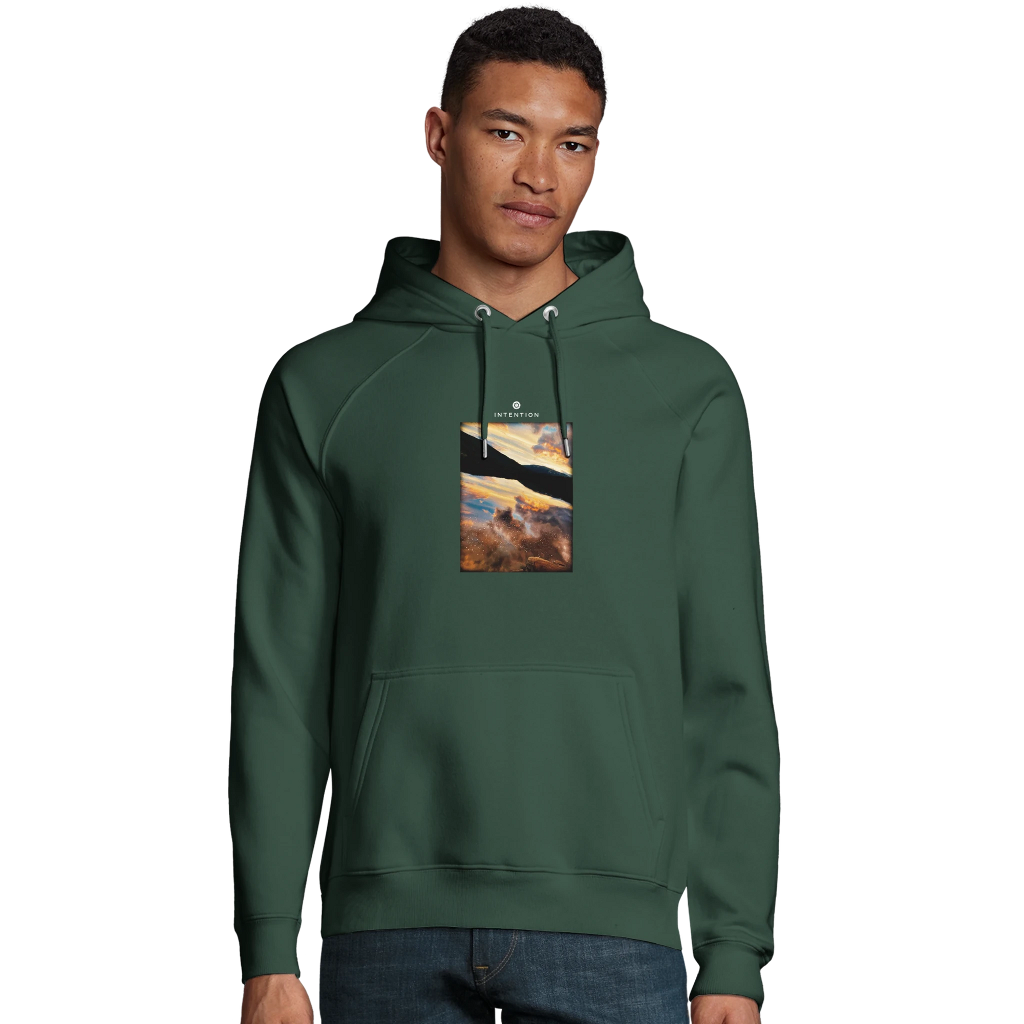 Compassion - "Cosmic Reflections" Hoodie Bottle Green XS 46