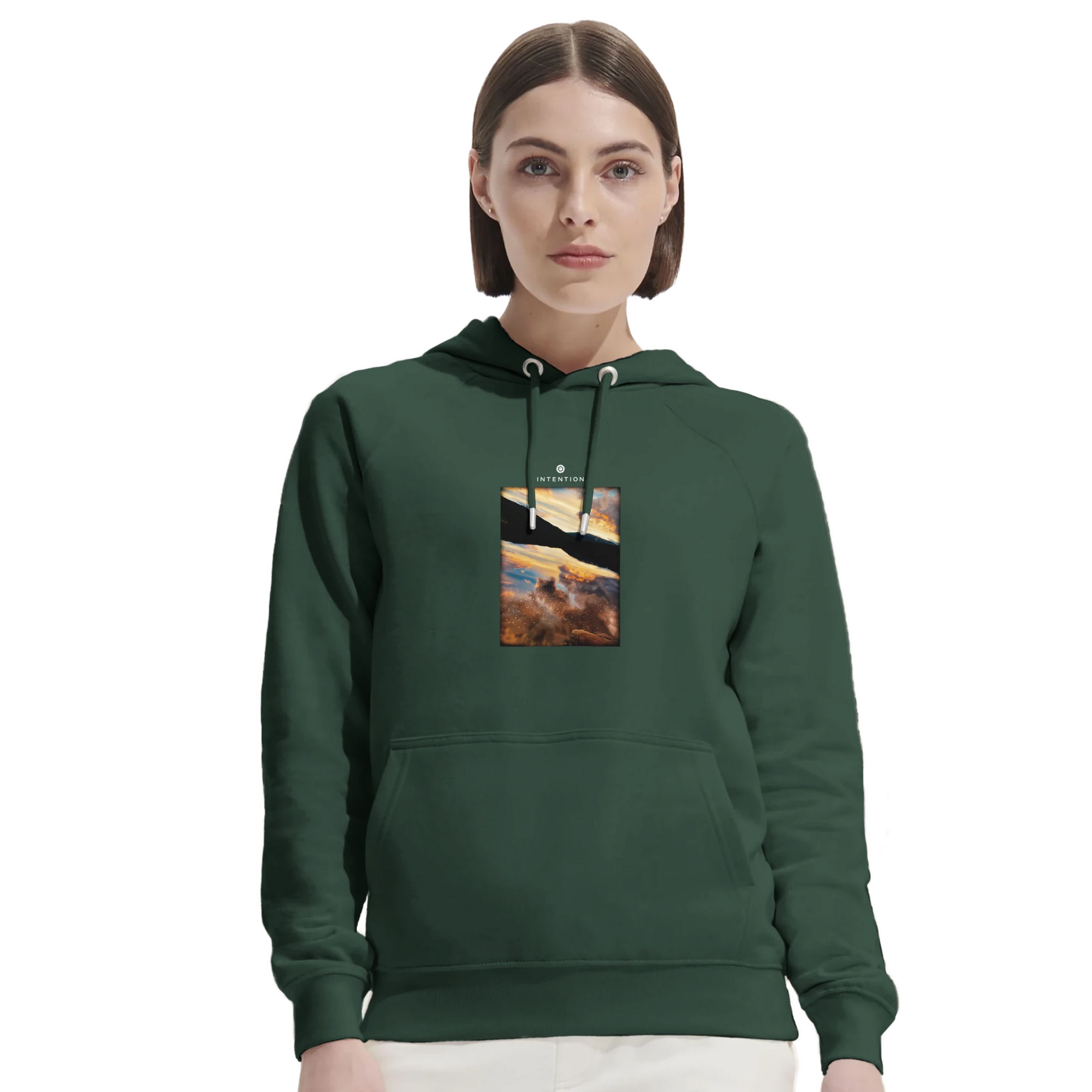 Compassion - "Cosmic Reflections" Hoodie Bottle Green XS 48