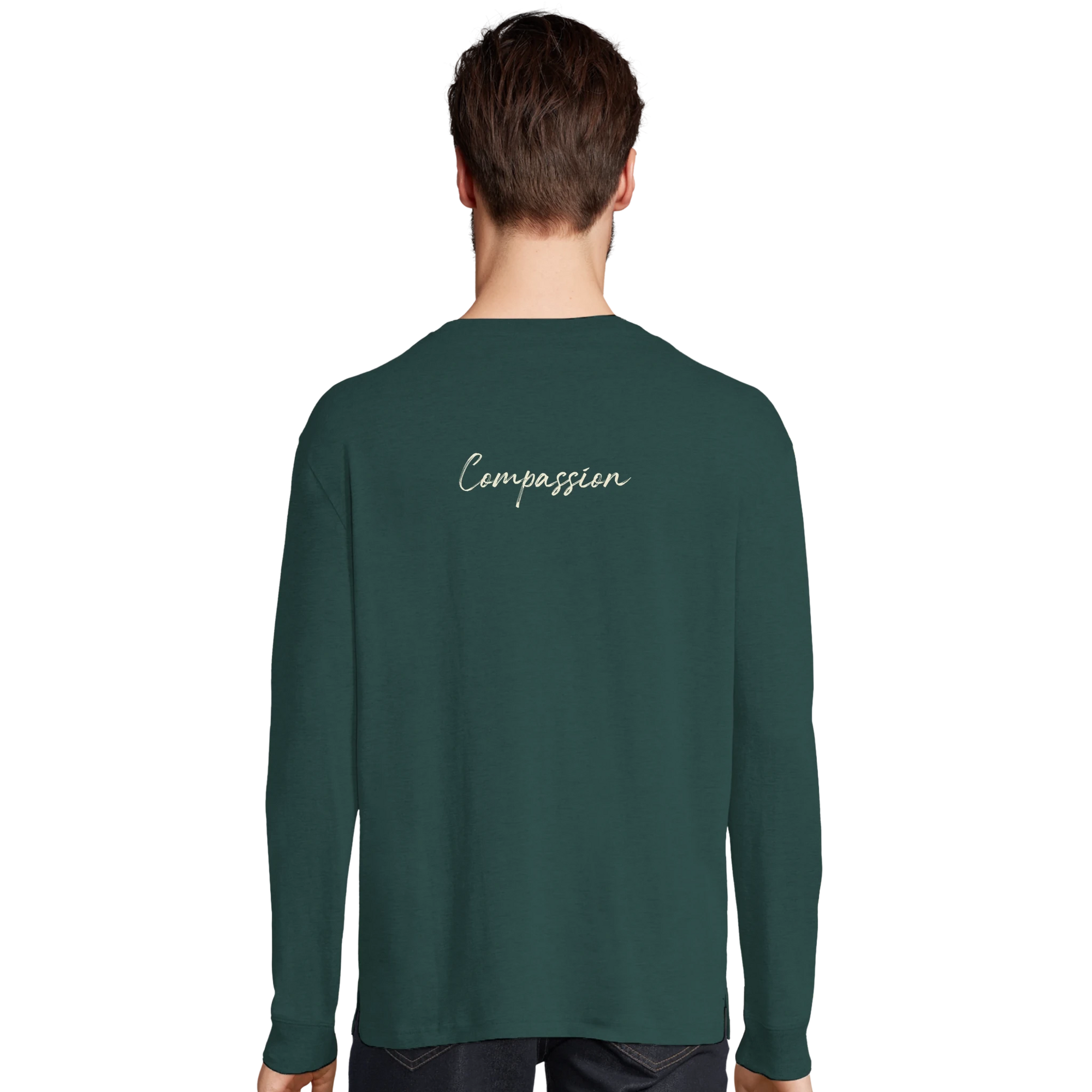Compassion - "Cosmic Reflections" Long sleeve green empire XS 23