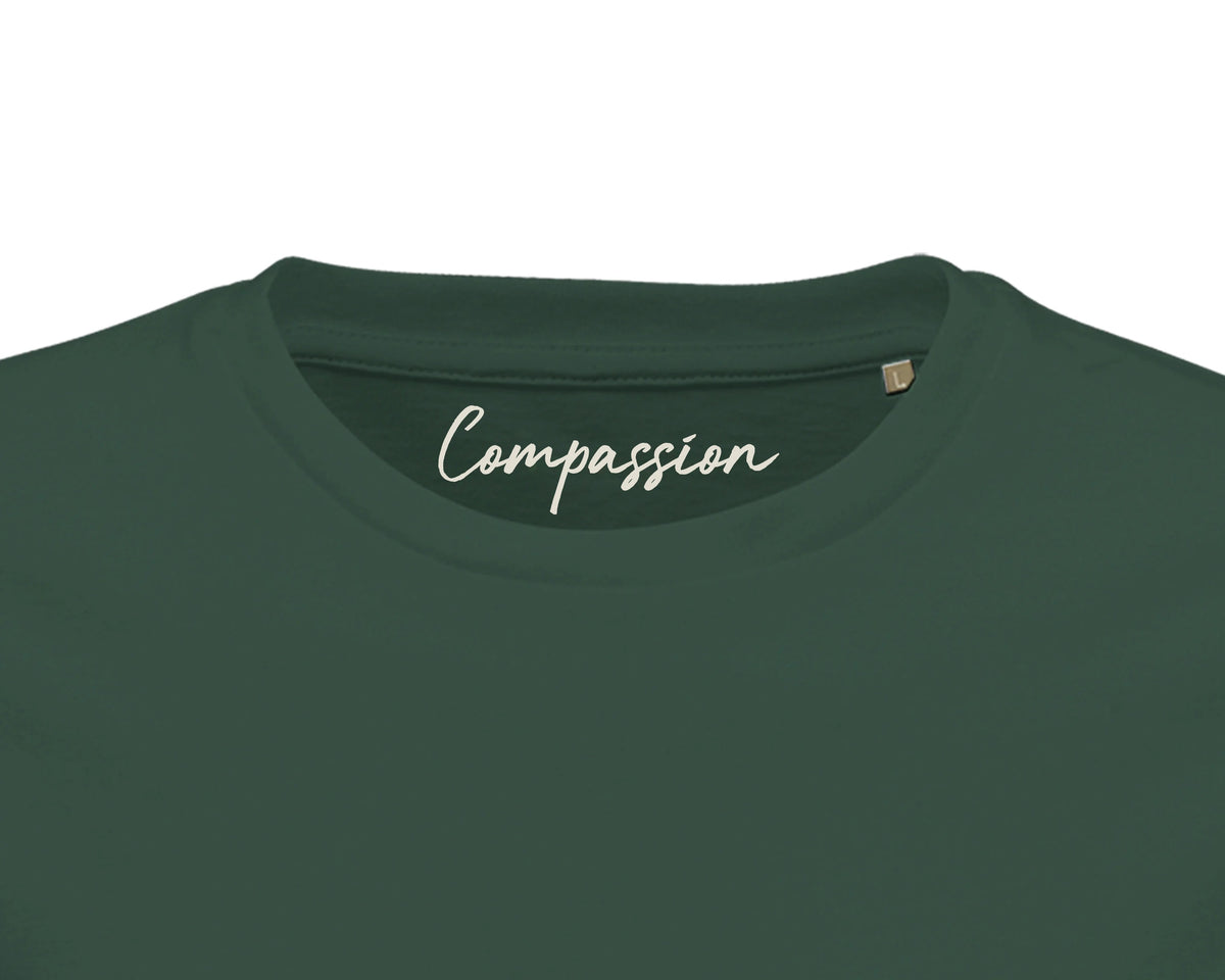 Compassion - "The Space We Share" T-shirt Bottle Green 2