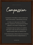 Compassion Word of Intention Framed print 21x29.7 cm / 8x12" Dark wood frame Carbon paper