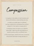 Compassion Word of Intention Framed print 21x29.7 cm / 8x12" Wood frame Linen paper