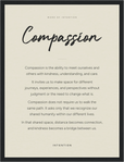 Compassion Word of Intention Framed print 30x40 cm / 12x16″ Black frame Linen paper