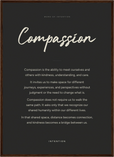 Compassion Word of Intention Framed print 50x70 cm / 20x28″ Dark wood frame Carbon paper