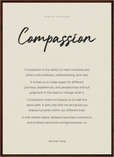 Compassion Word of Intention Framed print 50x70 cm / 20x28″ Dark wood frame Linen paper