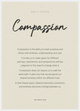 Compassion Word of Intention Framed print 50x70 cm / 20x28″ White frame Linen paper