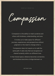 Compassion Word of Intention Framed print 50x70 cm / 20x28″ Wood frame Carbon paper