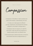 Compassion Word of Intention Framed print A3 (29.7 x 42  cm) Dark wood frame Linen paper