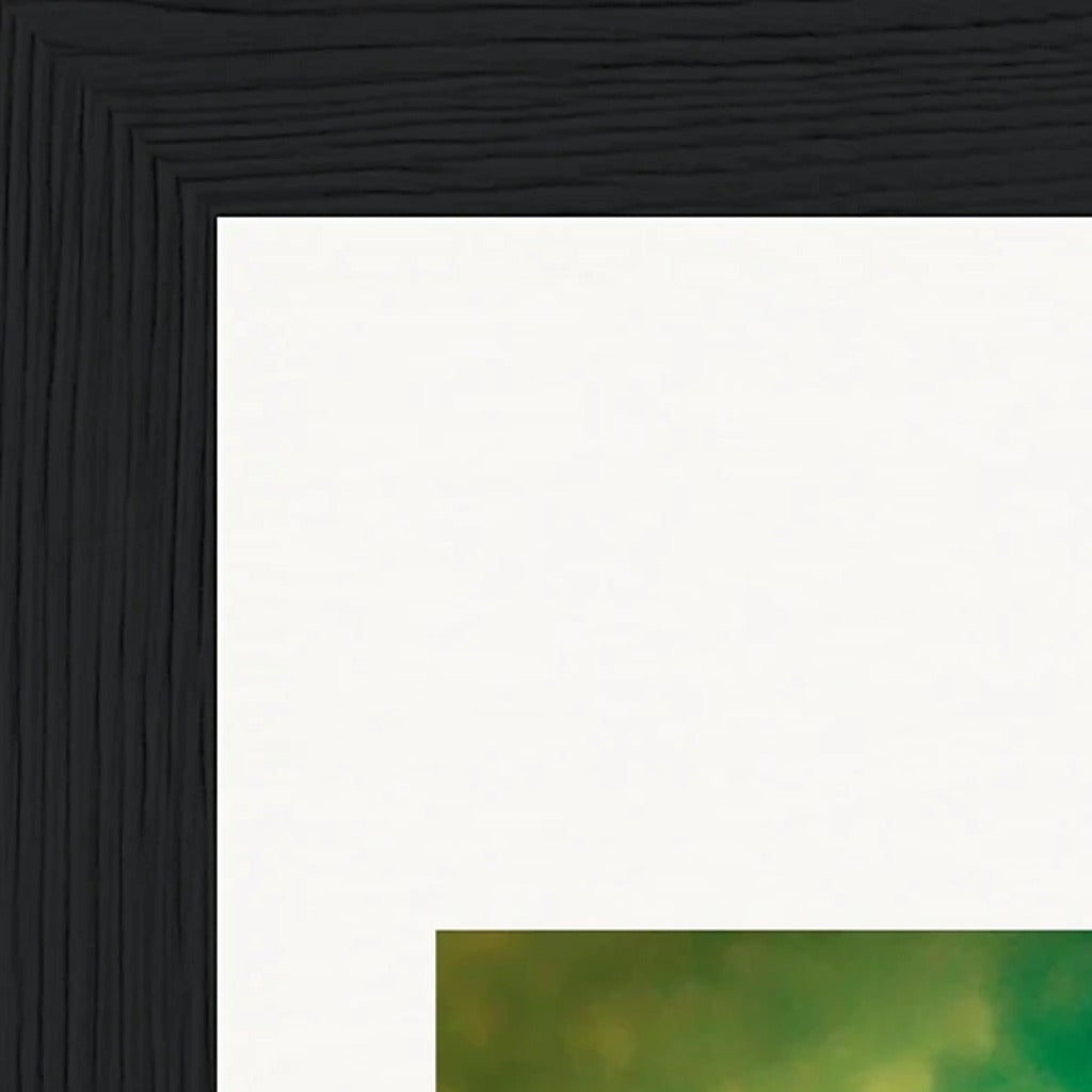 Emerald Storms Framed print 13x18 cm / 5x7″ Black frame corner detail
