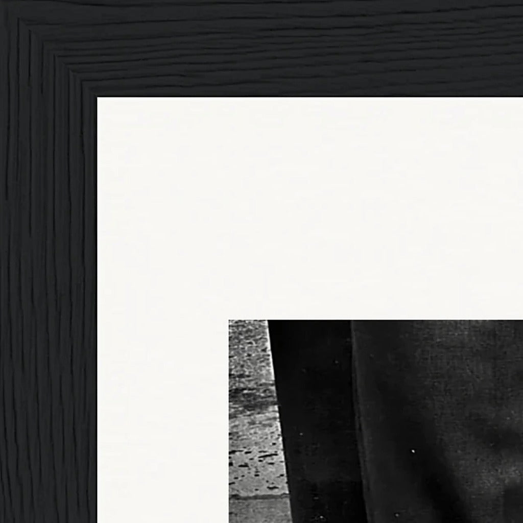 This is Where He Stood Framed print 13x18 cm / 5x7″ Black frame corner detail