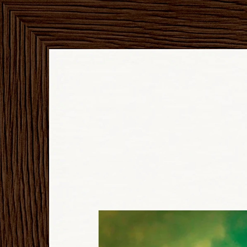 Emerald Storms Framed print 13x18 cm / 5x7″ Dark wood frame corner detail