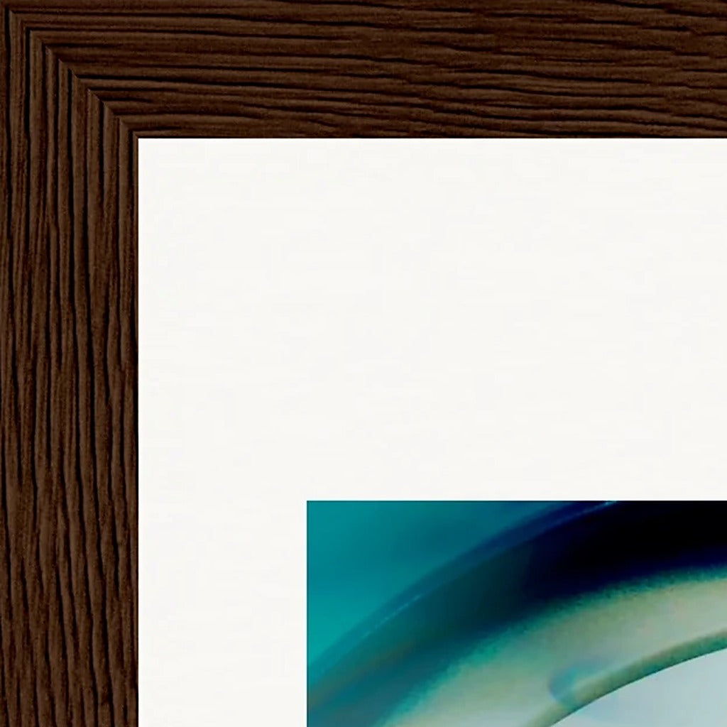 Around and Around Framed print 13x18 cm / 5x7″ Dark wood frame corner detail