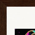 Dancing in Colours Framed print 13x18 cm / 5x7″ Dark wood frame corner detail